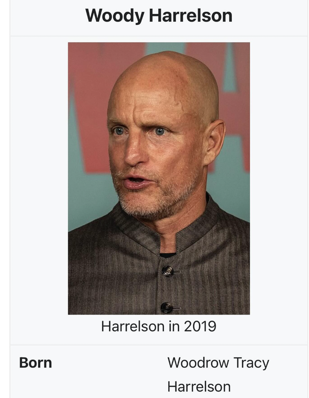 Born Woody Harrelson Harrelson in 2019 Woodrow Tracy Harrelson